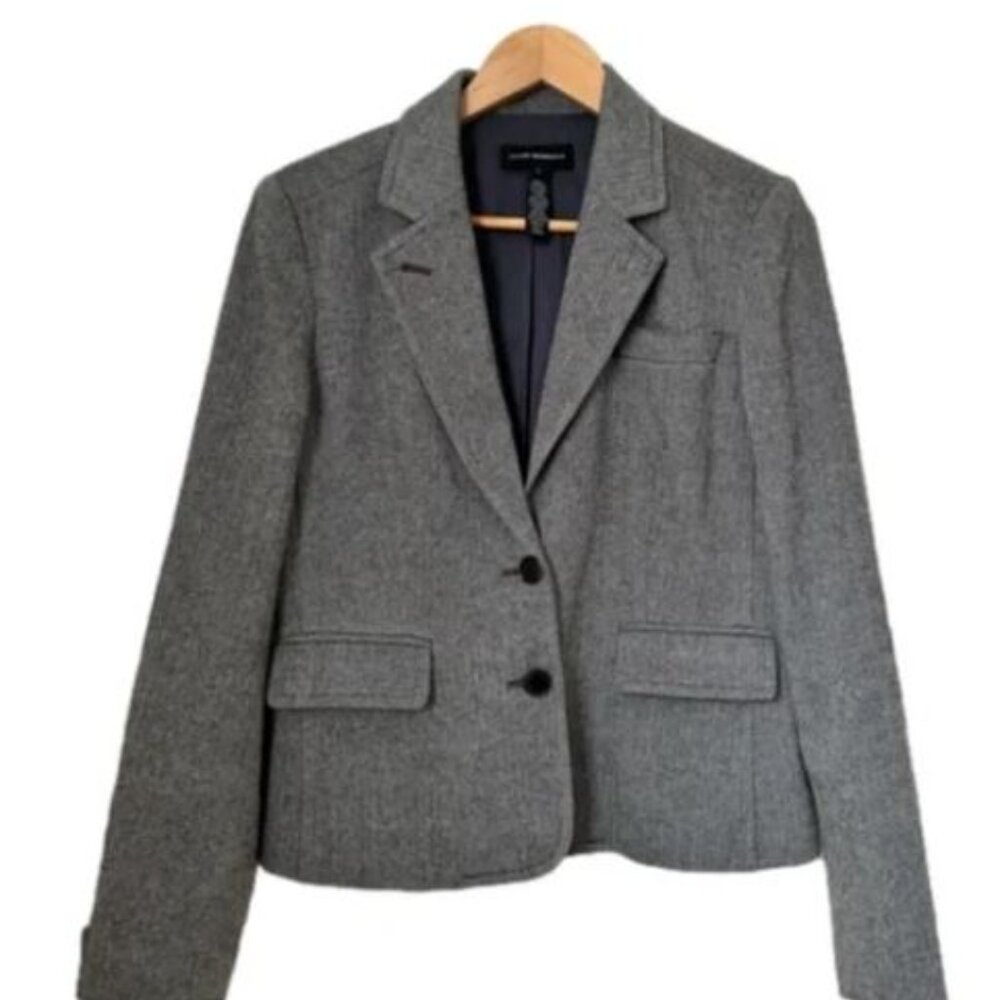 Club Monaco Grey Herringbone Wool Blend jacket blazer - Size 8